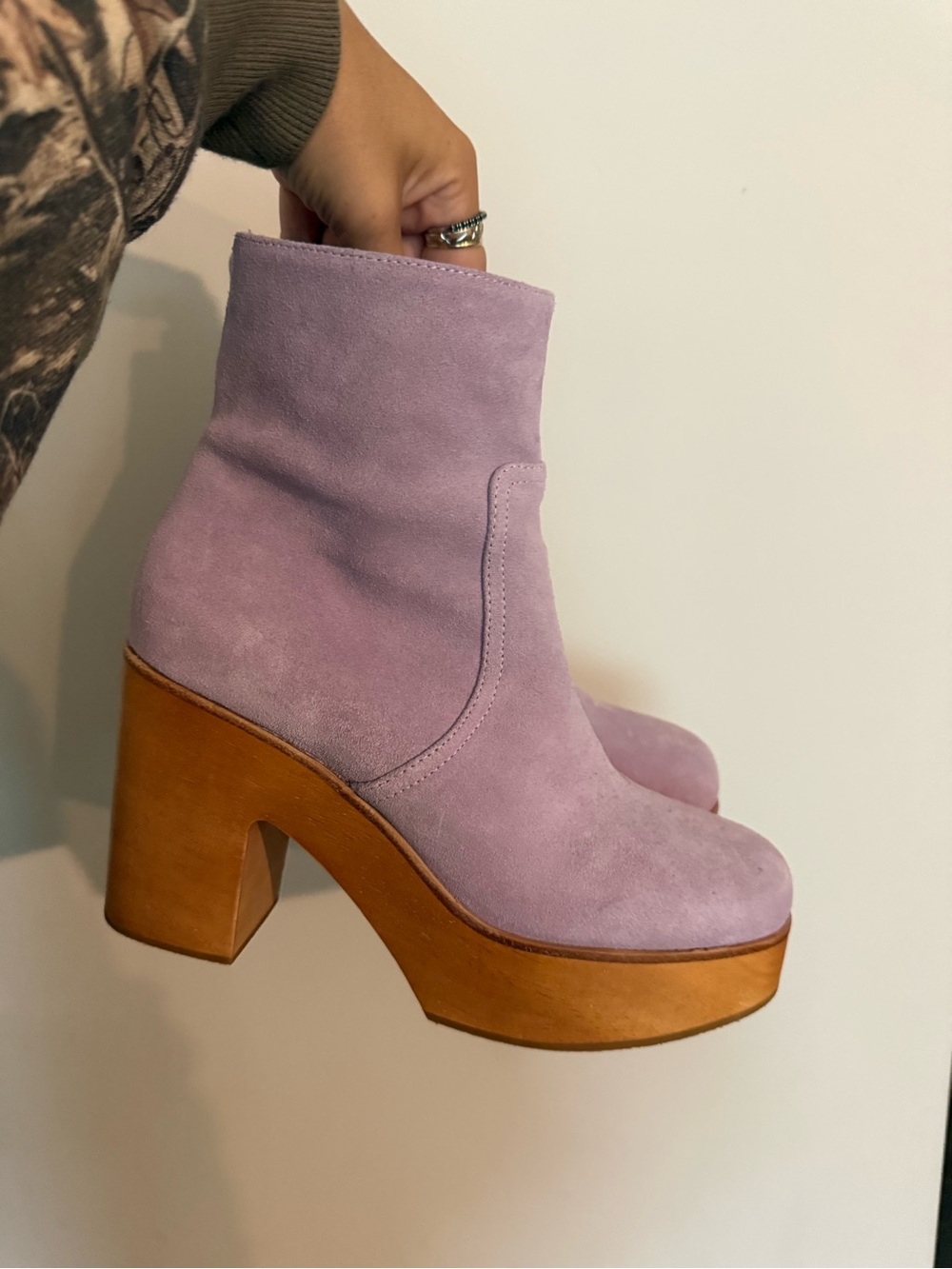 Charlotte Stone Lavender Suede Platform Ankle Boots